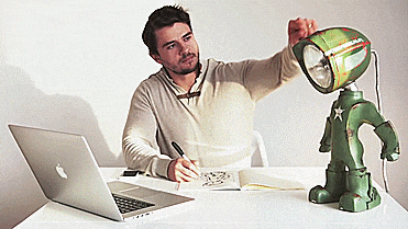 Lampster Vintage Robot Lamp - Controlled From Your Phone - GIF