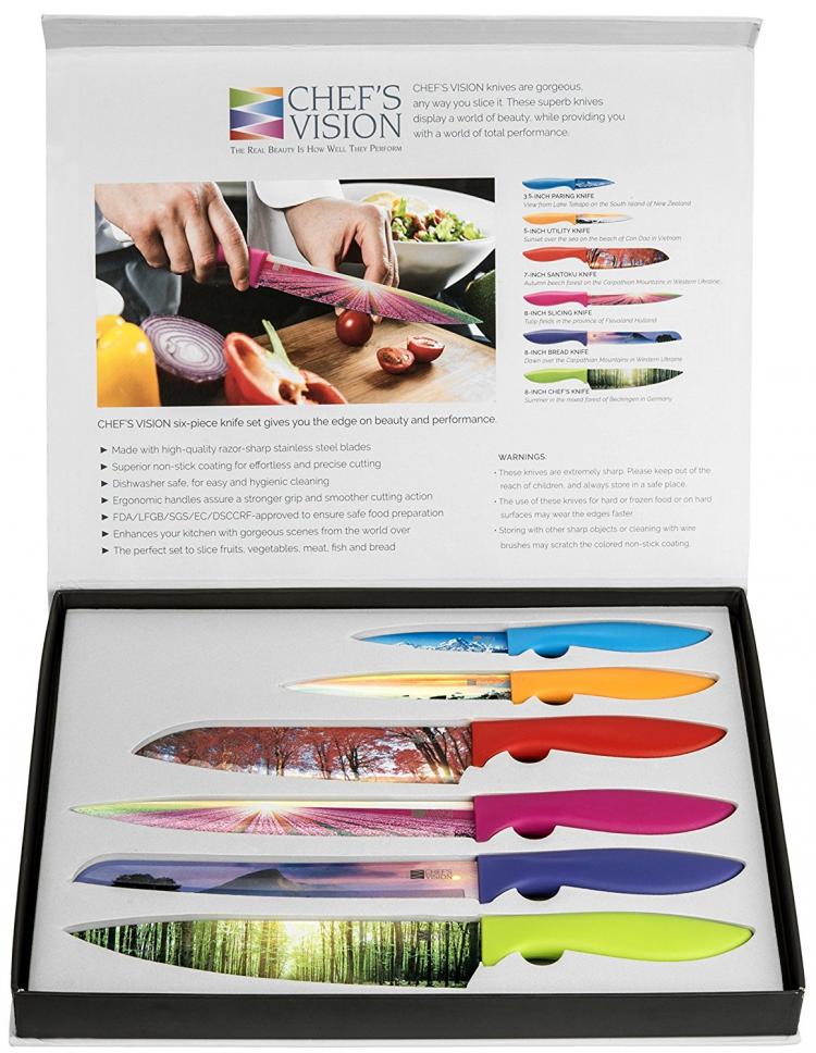 Chef's Vision Landscape Knife Set - Knives With Beautiful landscape pictures on the blades - picture blade knives