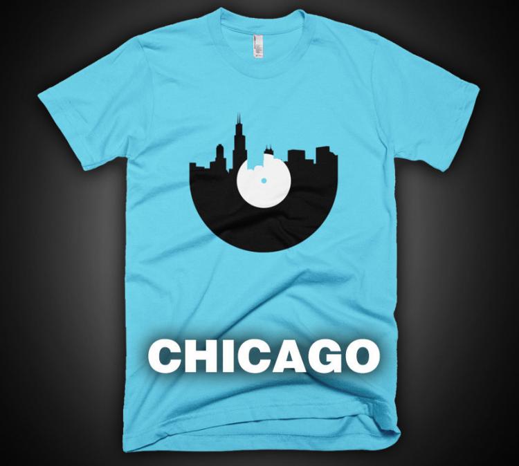 City Skyline Music Record Design T-Shirt