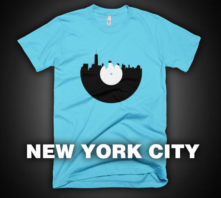 City Skyline Music Record Design T-Shirt