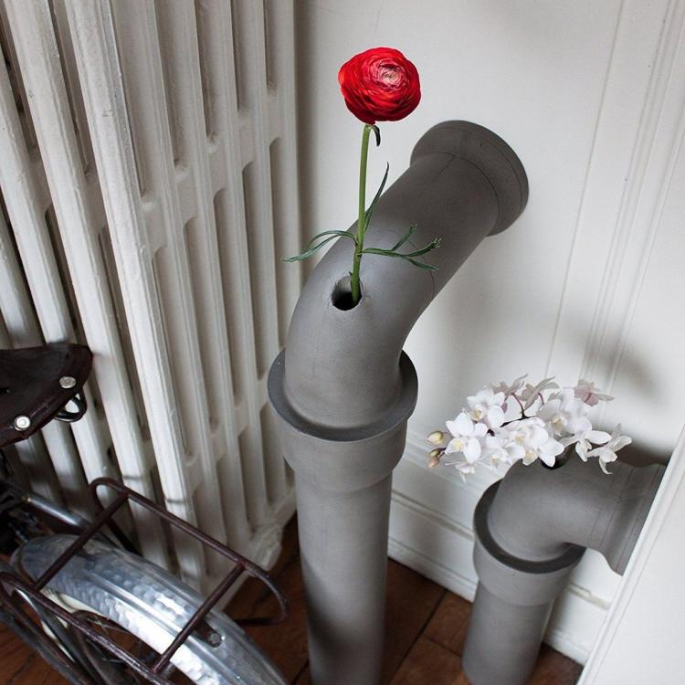 Industrial Pipes Concrete Flower Vases - Pipeline home design - Industrial piping interior design