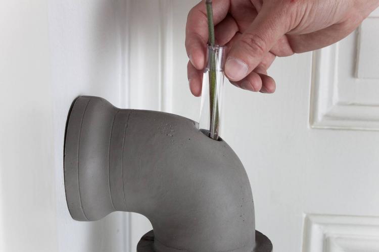 Industrial Pipes Concrete Flower Vases - Pipeline home design - Industrial piping interior design
