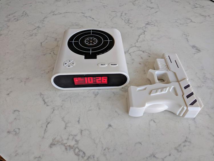 Gun Target Alarm Clock - Target Practice Laser Gun Alarm Clock