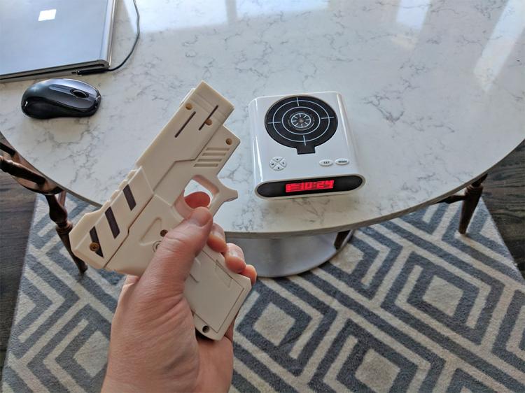 Gun Target Alarm Clock - Target Practice Laser Gun Alarm Clock