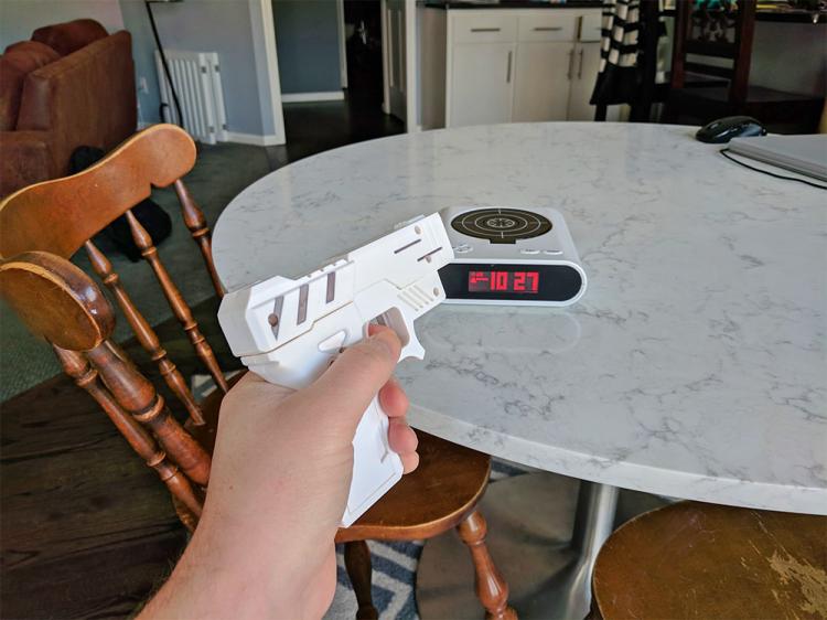 Gun Target Alarm Clock - Target Practice Laser Gun Alarm Clock