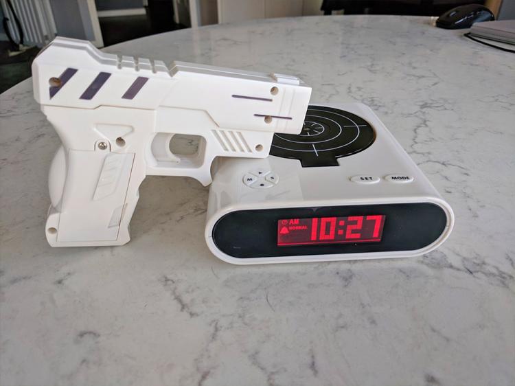 Gun Target Alarm Clock - Target Practice Laser Gun Alarm Clock