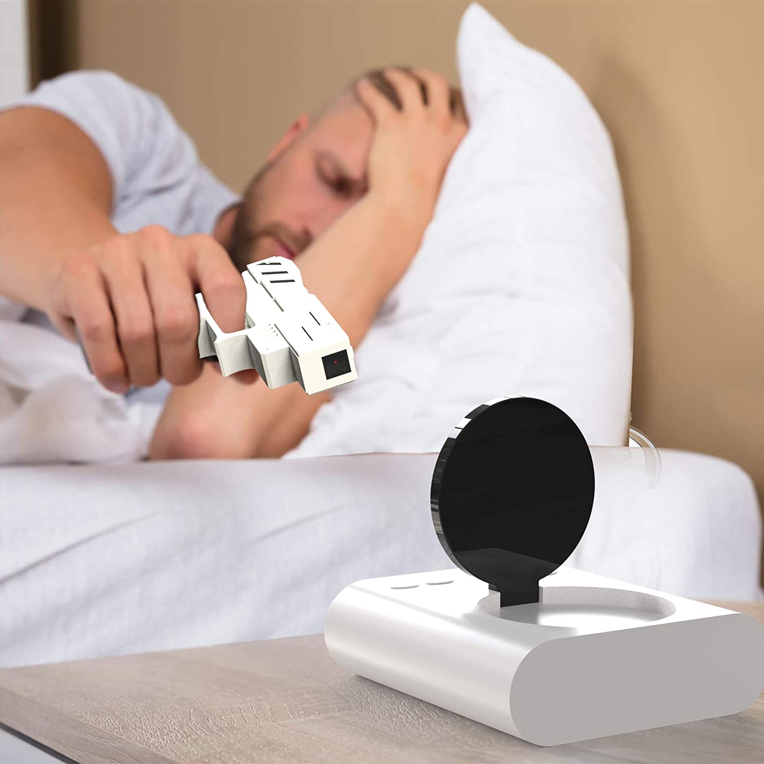Gun Target Alarm Clock - Target Practice Laser Gun Alarm Clock