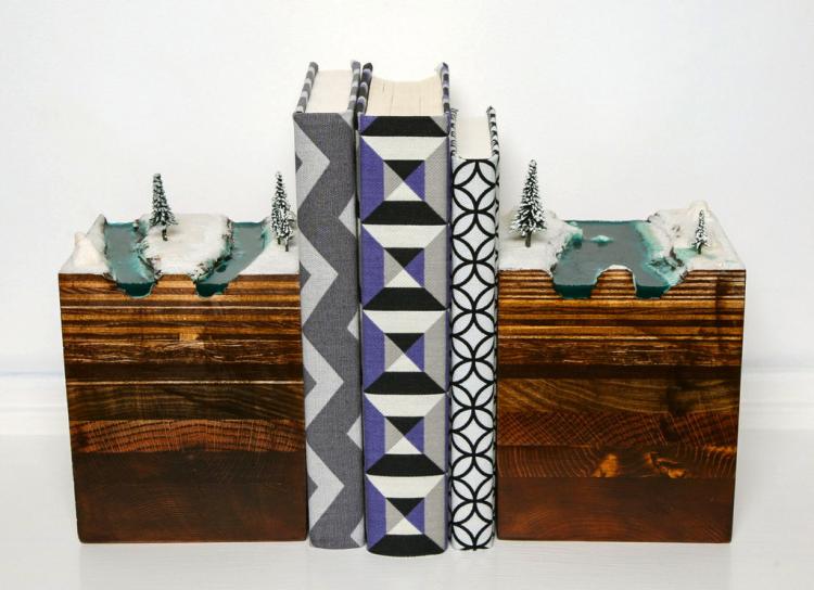 Wooden Layered Earth Bookends