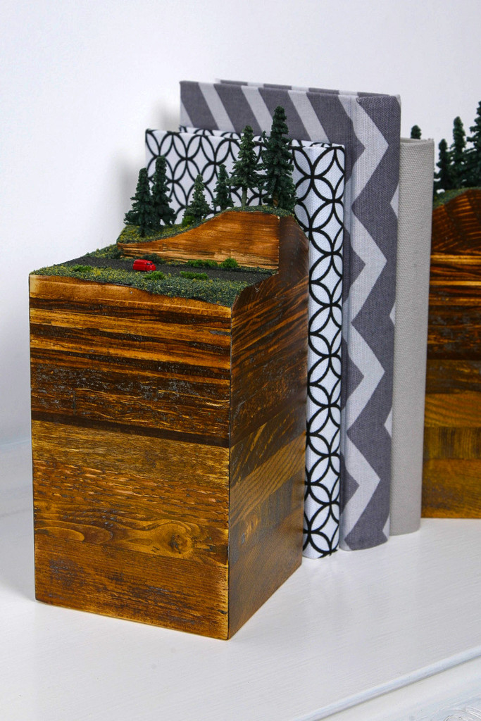 Wooden Layered Earth Bookends