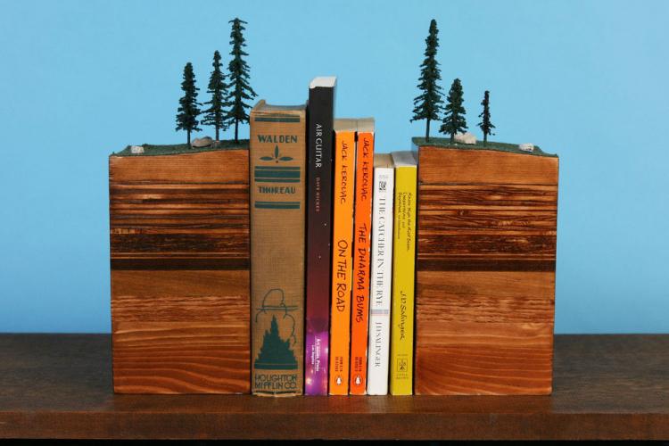 Wooden Layered Earth Bookends