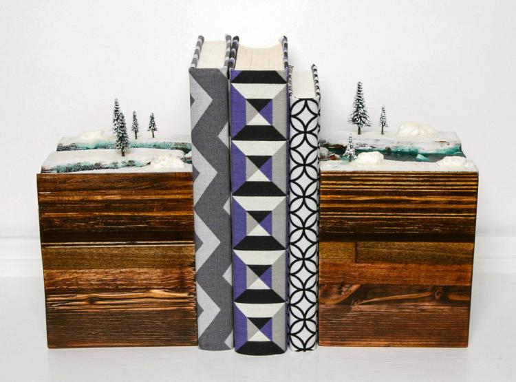 Wooden Layered Earth Bookends