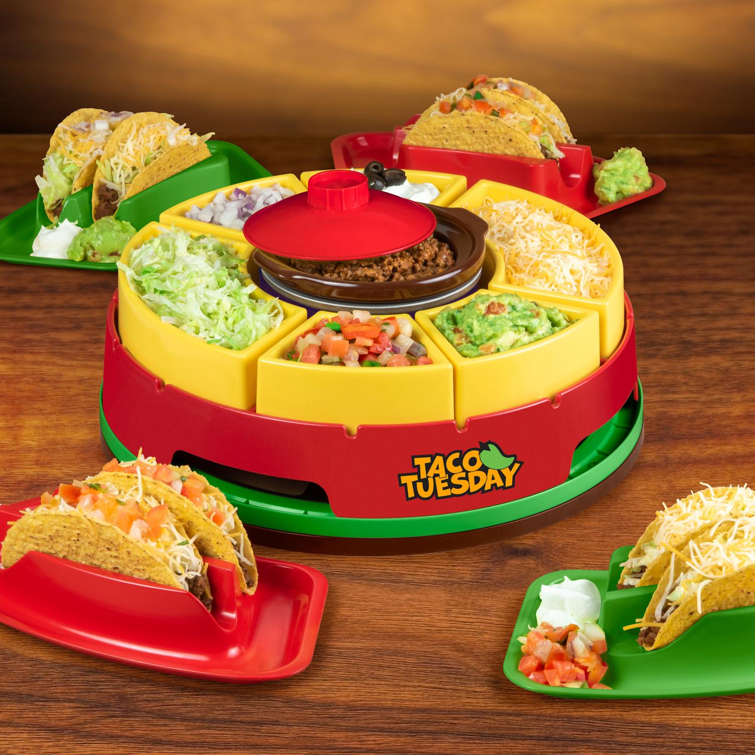 Lazy Susan Taco Bar and Taco Plates With heated center pot