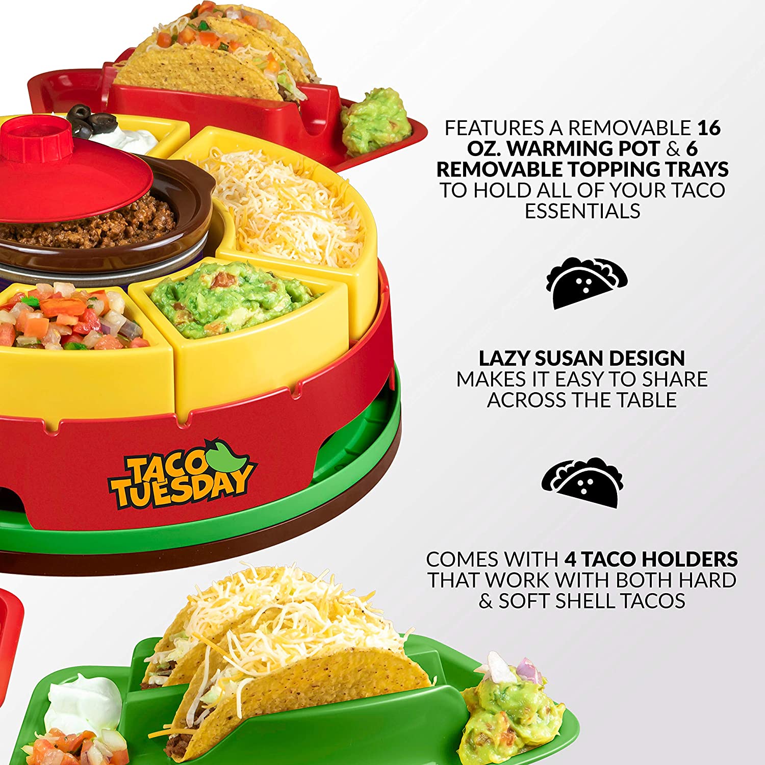 Lazy Susan Taco Bar and Taco Plates With heated center pot