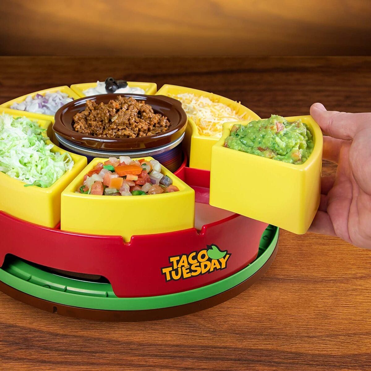Lazy Susan Taco Bar and Taco Plates With heated center pot