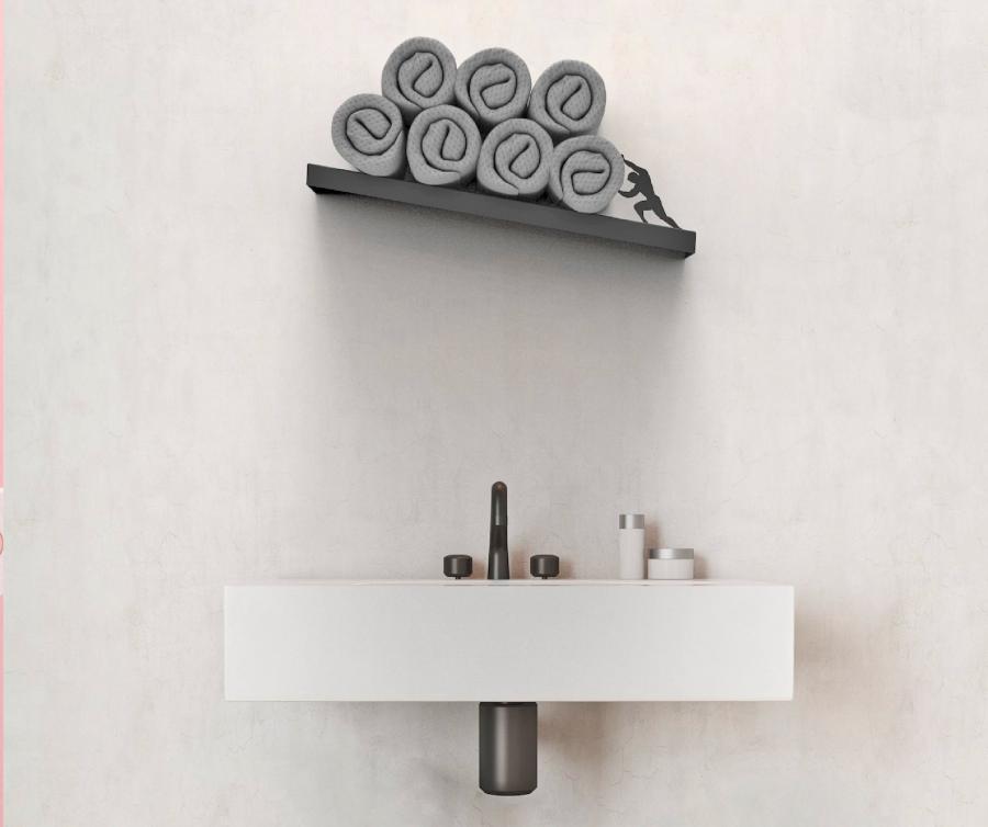 Strong Man Holding Up Toilet Paper Rolls Creative Leaning Bathroom Shelf