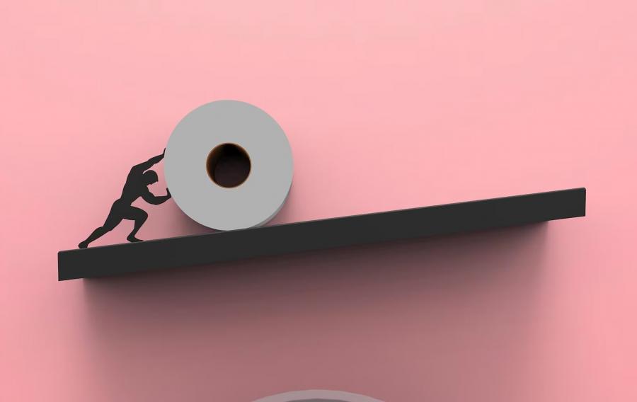 Strong Man Holding Up Toilet Paper Rolls Creative Leaning Bathroom Shelf