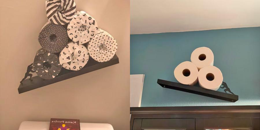 Strong Man Holding Up Toilet Paper Rolls Creative Leaning Bathroom Shelf