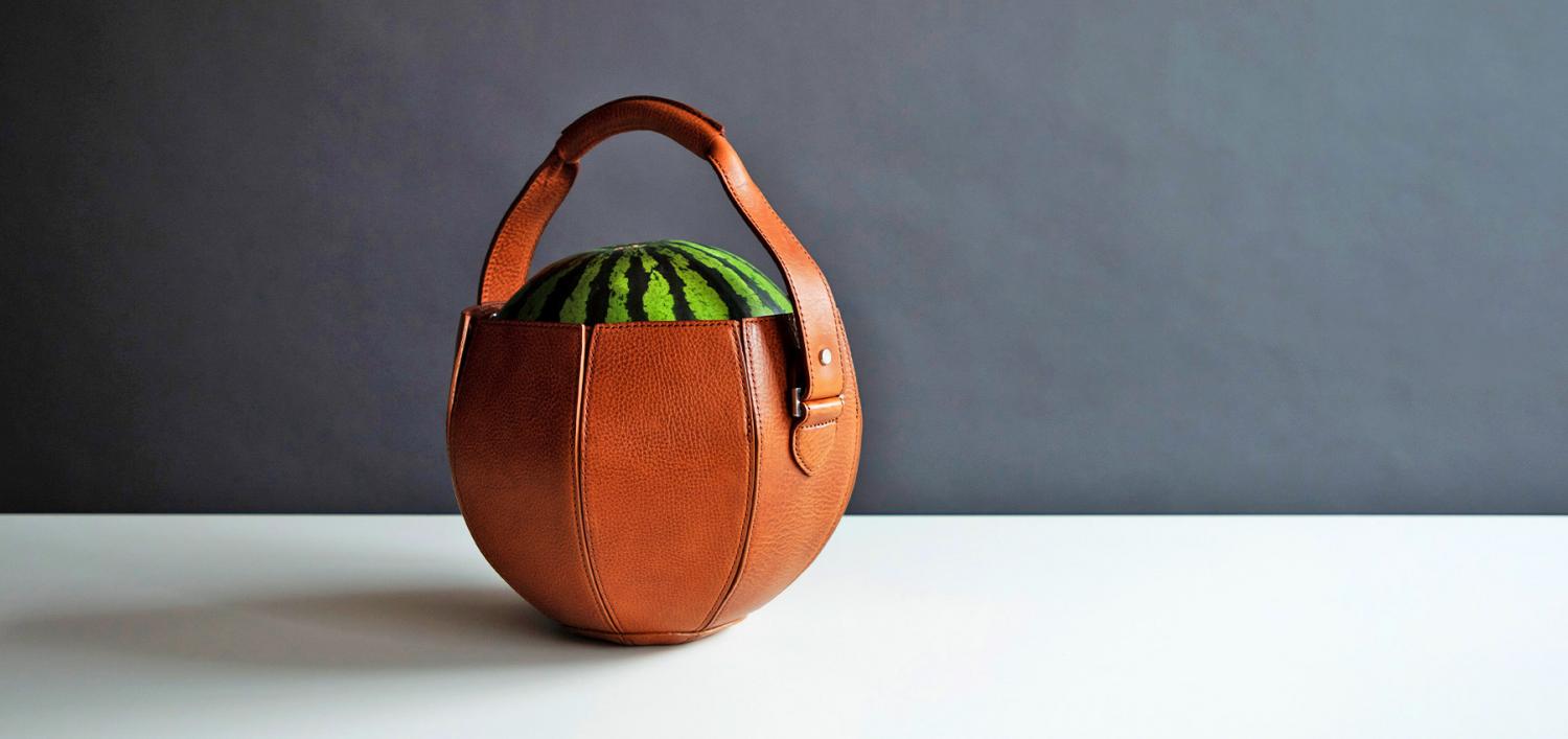Leather Watermlon Carrier Bag - Artisan watermelon bag made from leather
