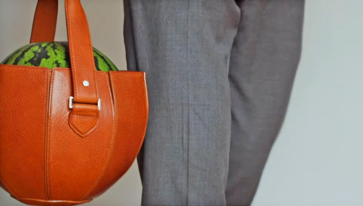 Leather Watermlon Carrier Bag - Artisan watermelon bag made from leather