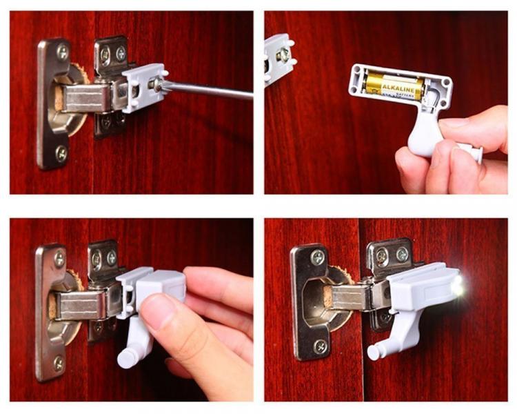 LED Cabinet Hinge Lights Turn On When Door Is Opened