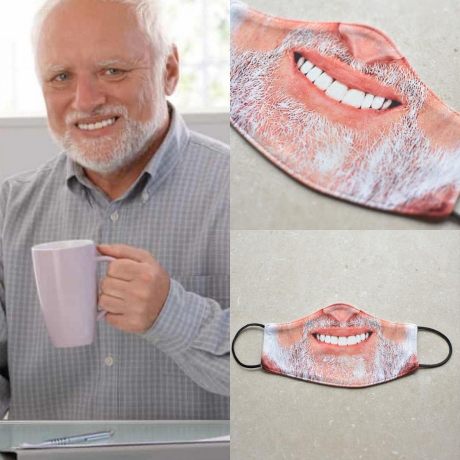 Hide The Pain Harold Meme Face Mask