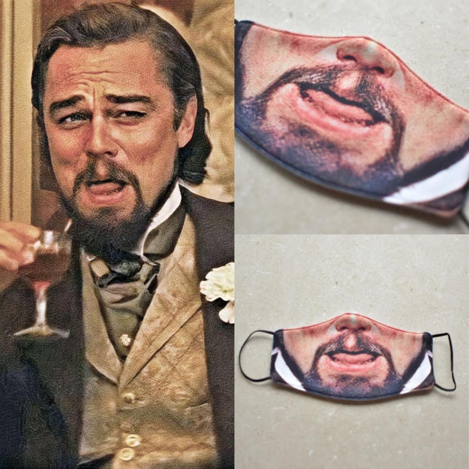  Leonardo DiCaprio Laughing Meme Face Mask - Smug Leo meme face mask