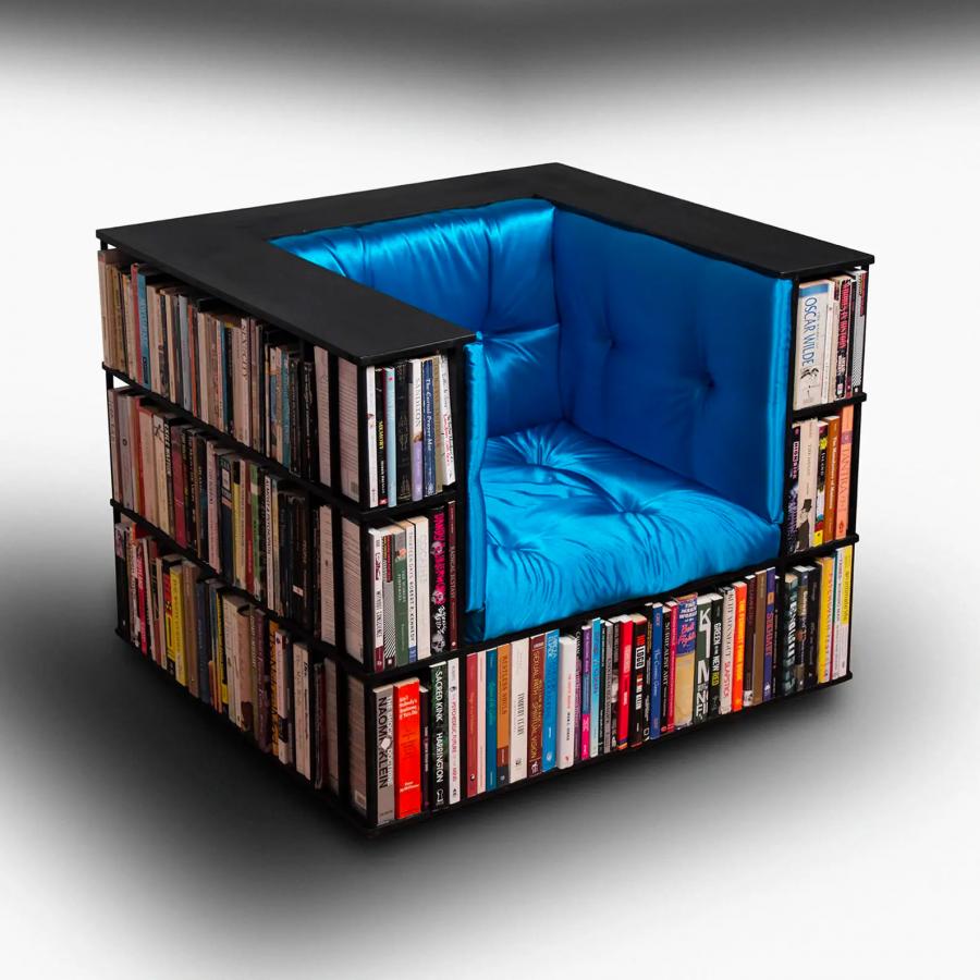 Library Chair - Bookcase reading chair - A reading chair that doubles as a bookcase
