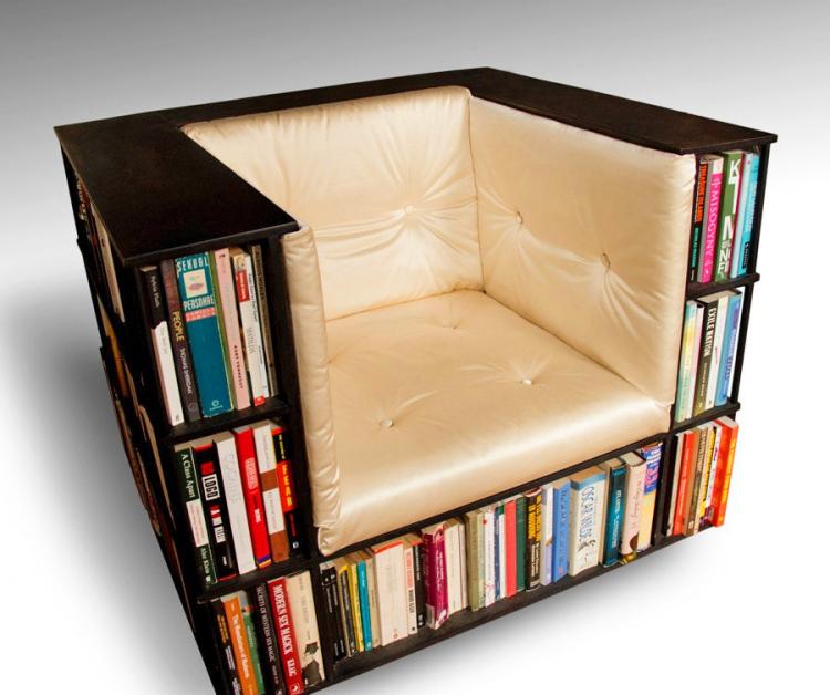 Library Chair - Bookcase reading chair - A reading chair that doubles as a bookcase