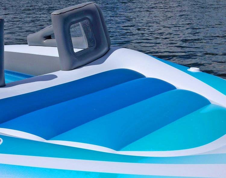 Life-size Inflatable Speed Boat - Giant 10-person blow-up boat lake lounger