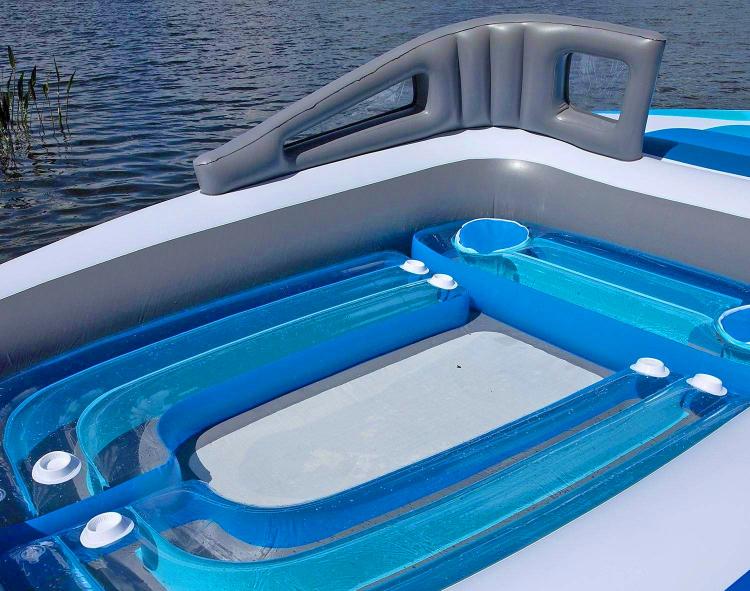 Life-size Inflatable Speed Boat - Giant 10-person blow-up boat lake lounger
