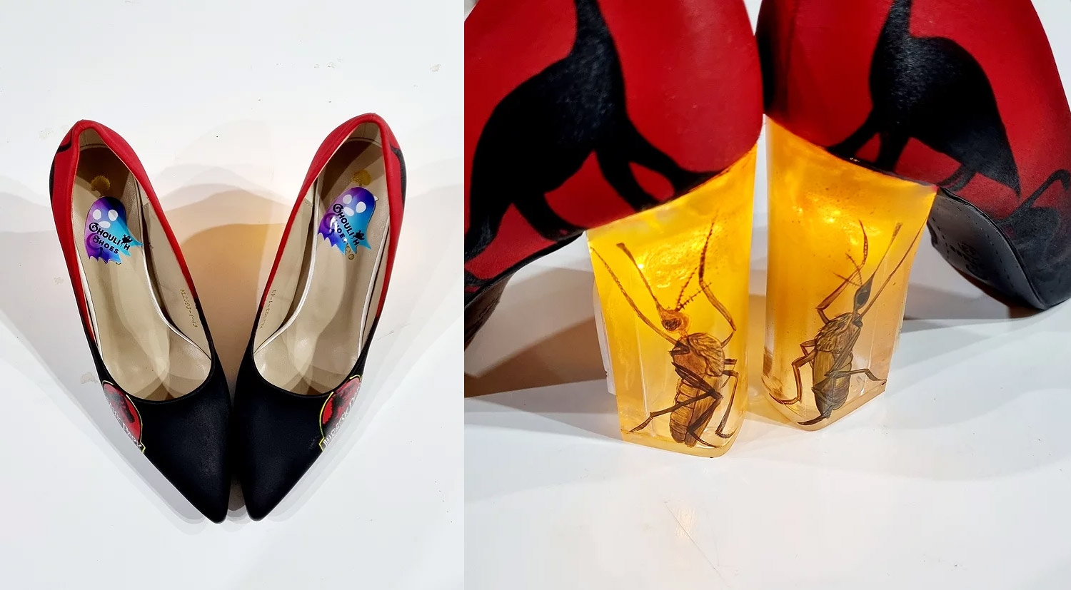 Light-Up Jurassic Park Heels With Giant Mosquito Stuck In Amber