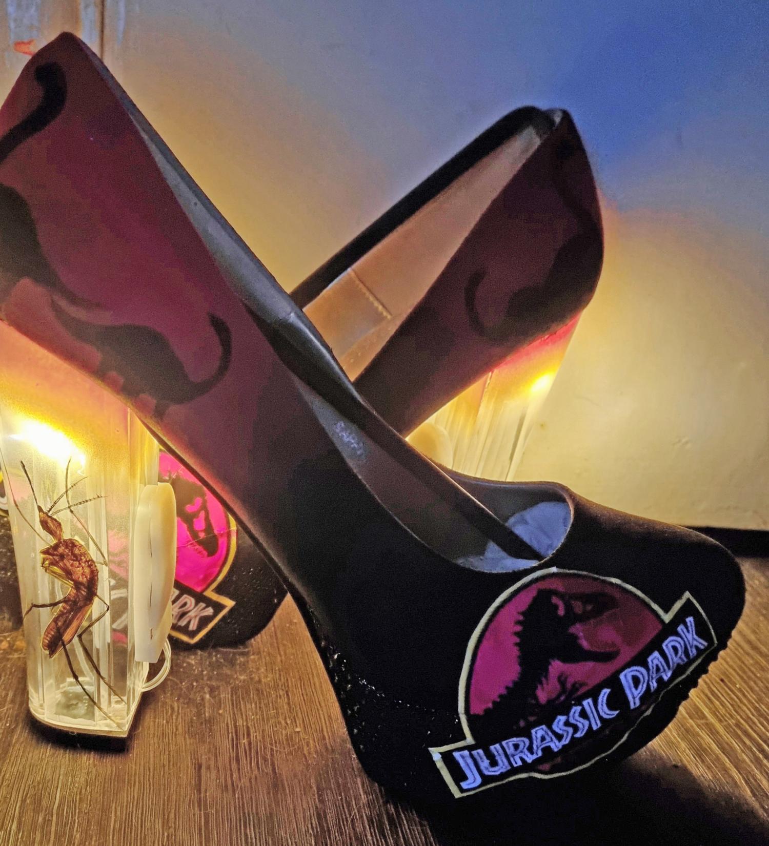 Light-Up Jurassic Park Heels With Giant Mosquito Stuck In Amber