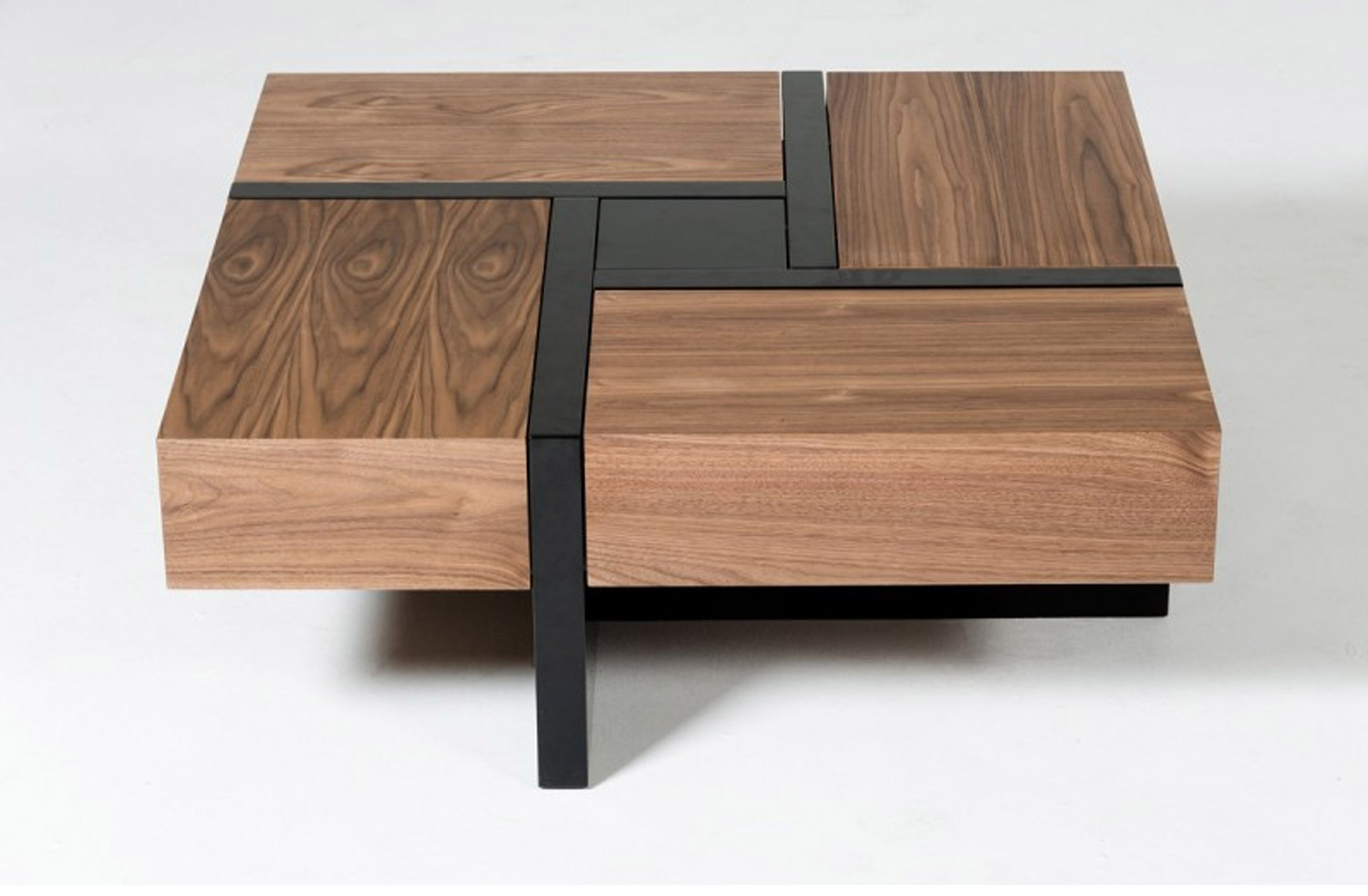 Lipscomb Solid Coffee Table with Storage - Wooden coffee table with 4 secret sliding drawers