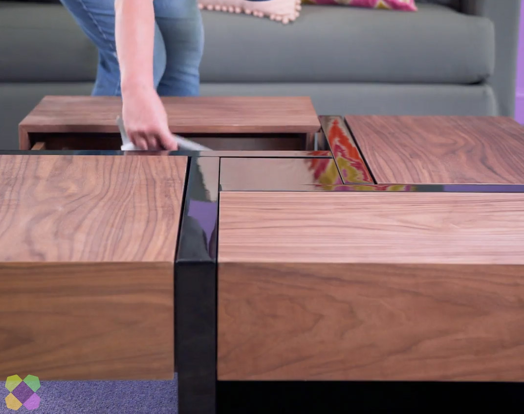 Lipscomb Solid Coffee Table with Storage - Wooden coffee table with 4 secret sliding drawers