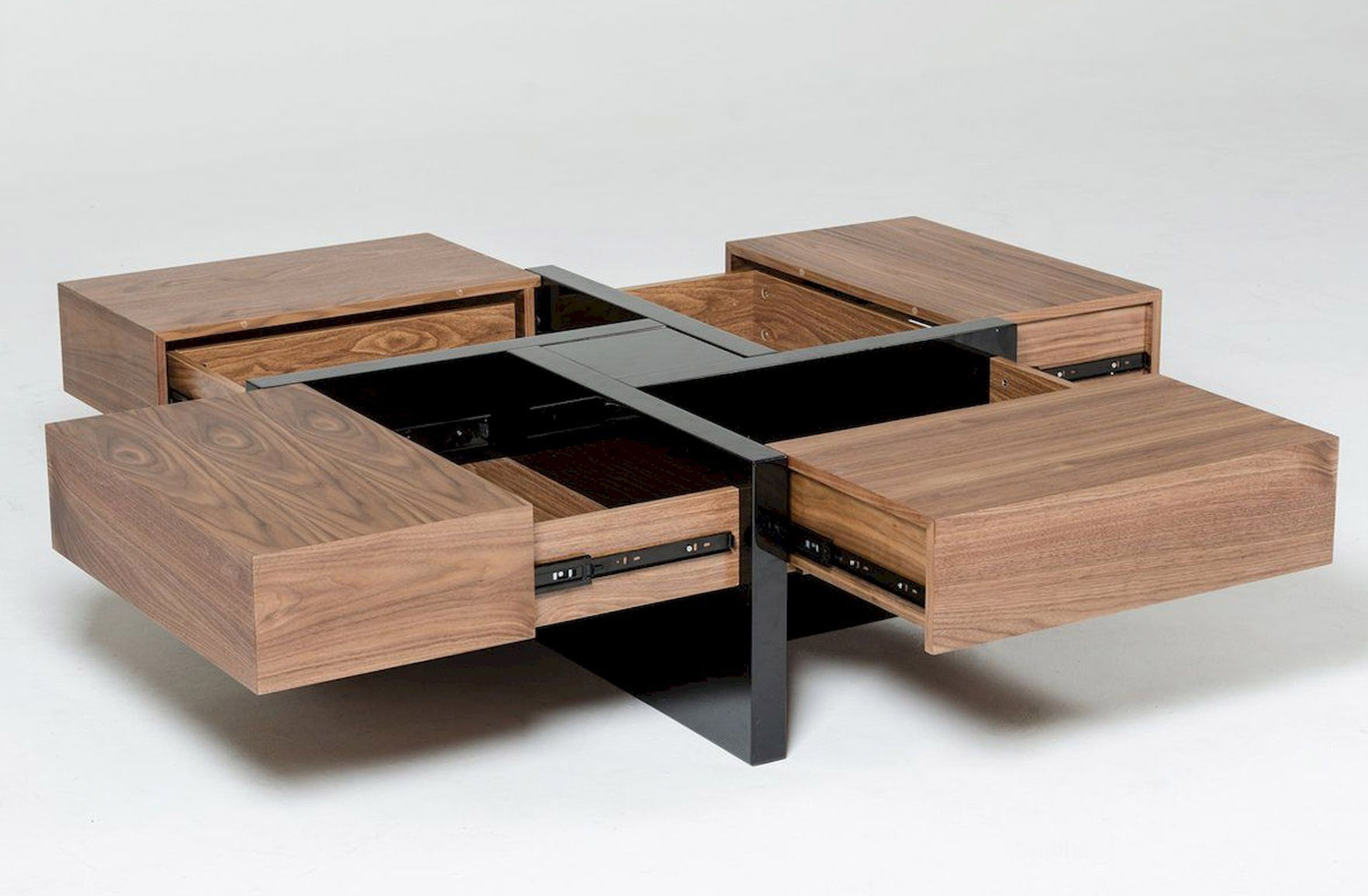 Lipscomb Solid Coffee Table with Storage - Wooden coffee table with 4 secret sliding drawers