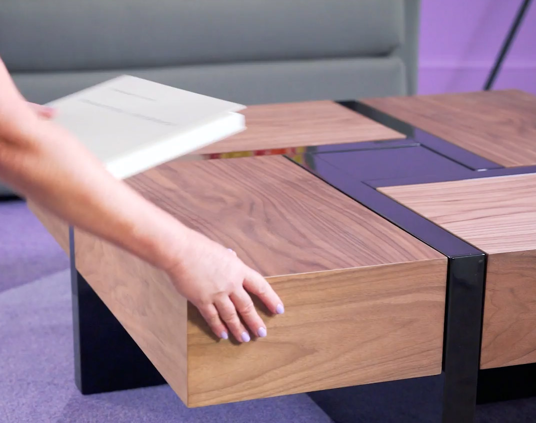 Lipscomb Solid Coffee Table with Storage - Wooden coffee table with 4 secret sliding drawers