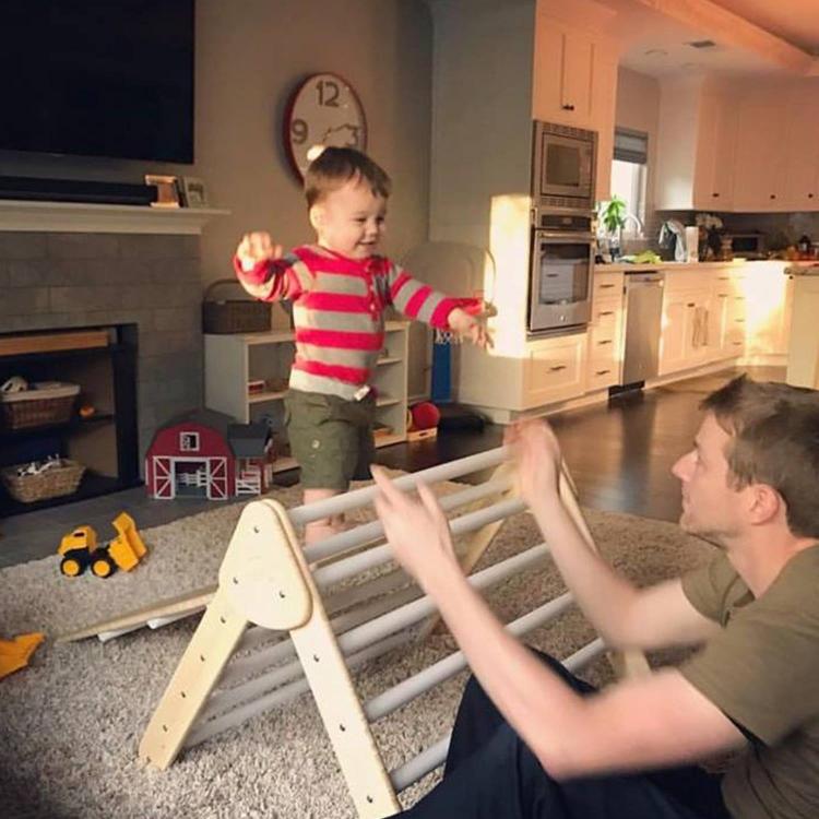 Little Climber Climbing Play Set Helps Babies Learn To Climb - Lily and River Bamboo Rockwall Climbing Toy