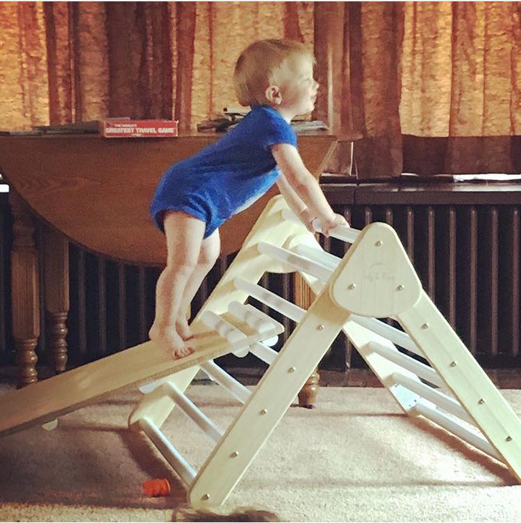 Little Climber Climbing Play Set Helps Babies Learn To Climb - Lily and River Bamboo Rockwall Climbing Toy