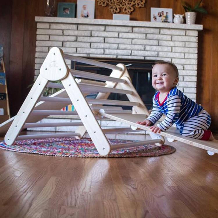 Little Climber Climbing Play Set Helps Babies Learn To Climb - Lily and River Bamboo Rockwall Climbing Toy