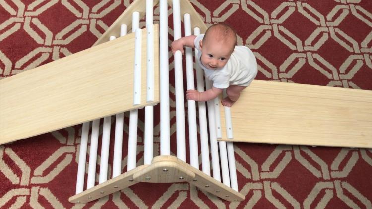 Little Climber Climbing Play Set Helps Babies Learn To Climb - Lily and River Bamboo Rockwall Climbing Toy