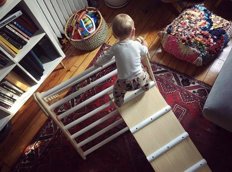 Little Climber Climbing Play Set Helps Babies Learn To Climb - Lily and River Bamboo Rockwall Climbing Toy