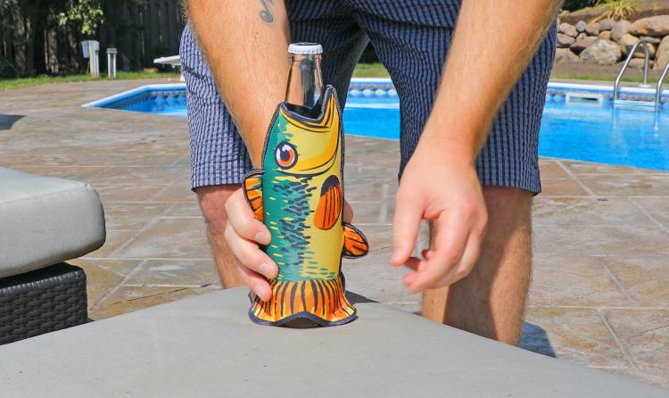 Fish Beer Koozie - Soft padded Fish Shaped Bottle Cooler