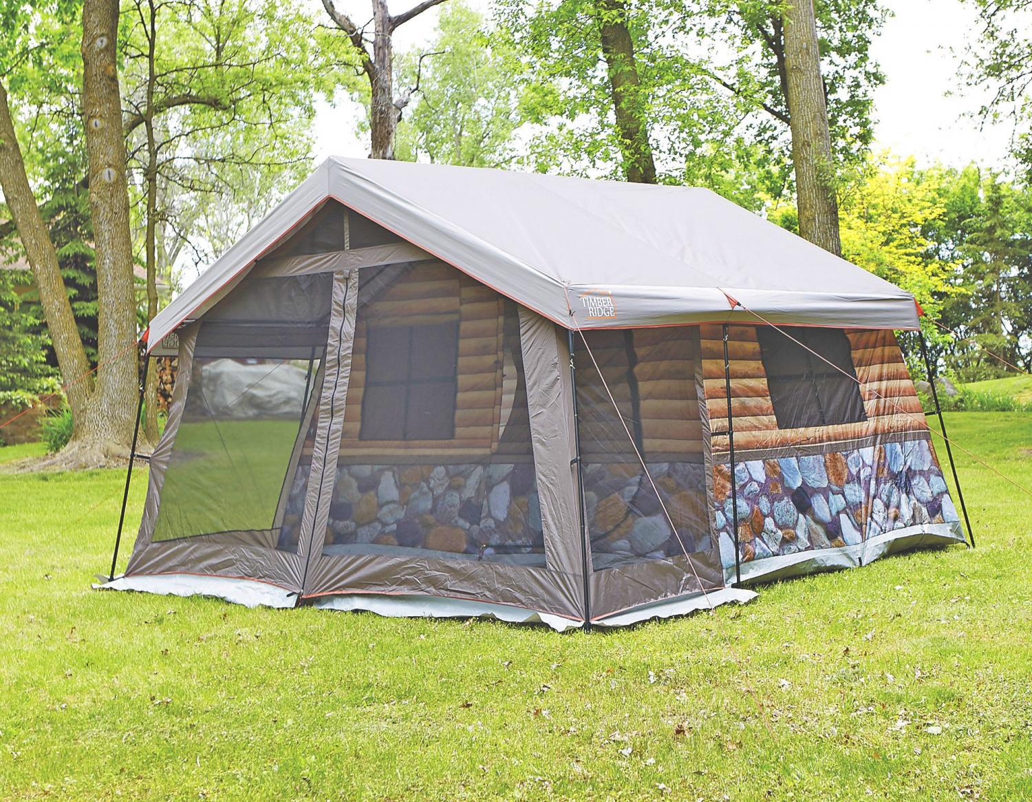 Log Cabin Tent With Front Porch - Giant 8-person tent looks just like a log cabin