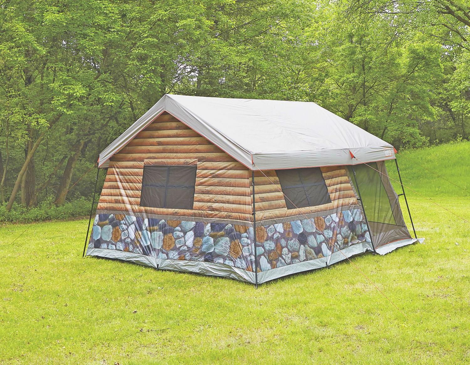 Log Cabin Tent With Front Porch - Giant 8-person tent looks just like a log cabin