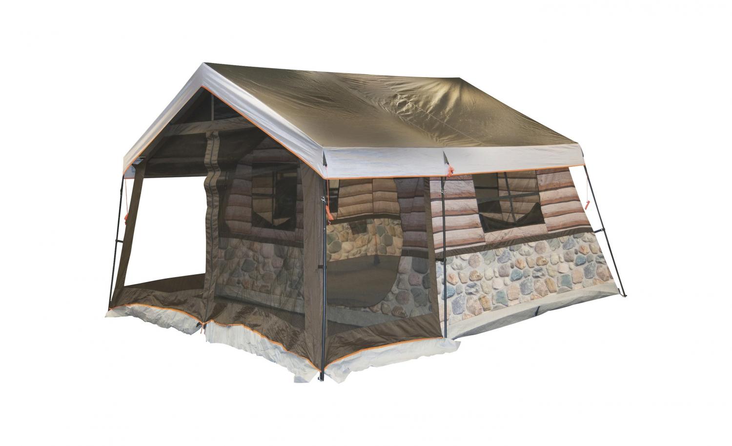 Log Cabin Tent With Front Porch - Giant 8-person tent looks just like a log cabin