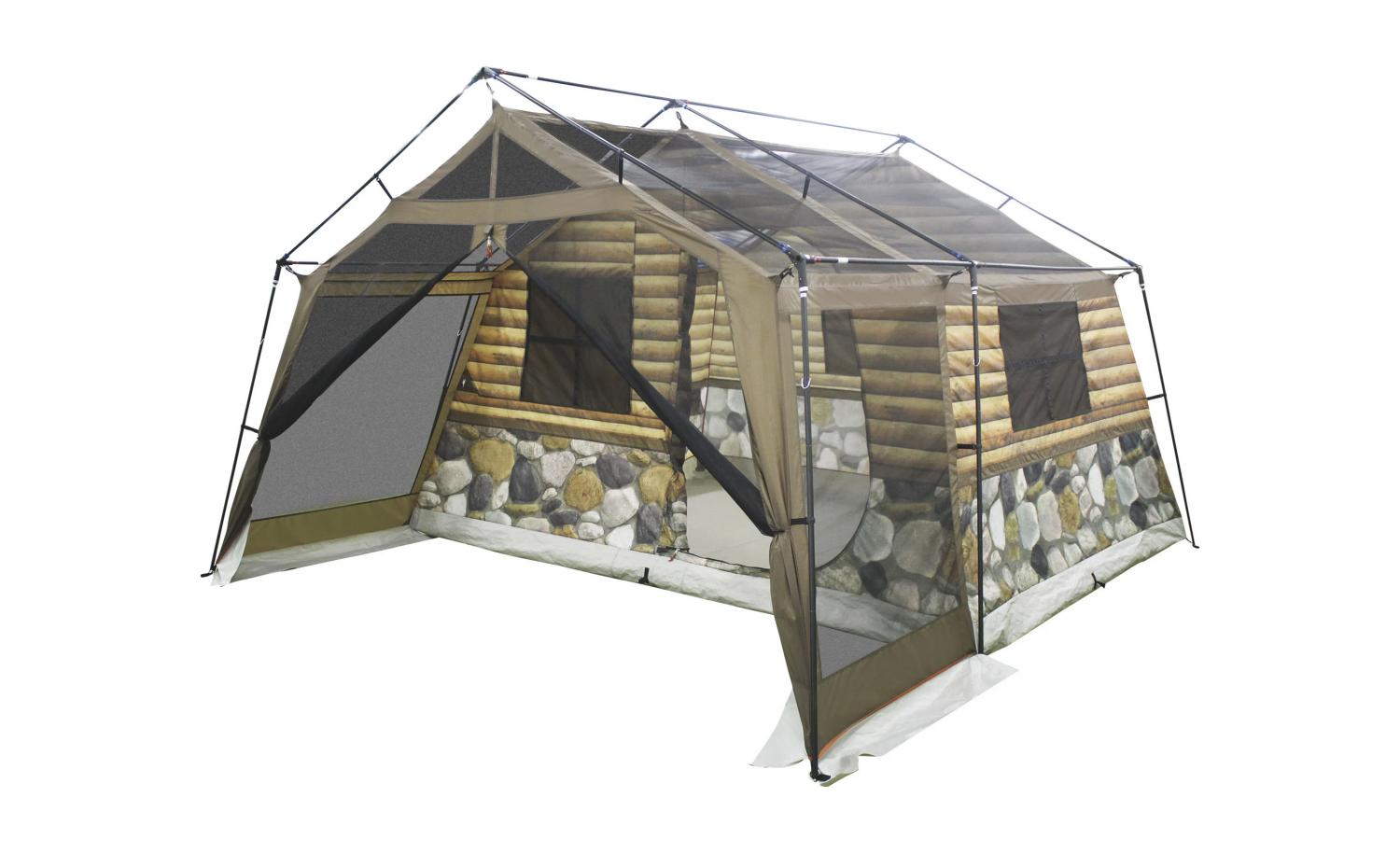 Log Cabin Tent With Front Porch - Giant 8-person tent looks just like a log cabin