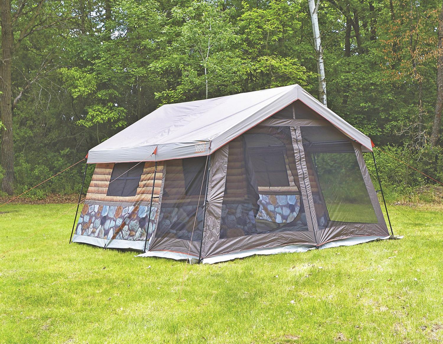 Log Cabin Tent With Front Porch - Giant 8-person tent looks just like a log cabin