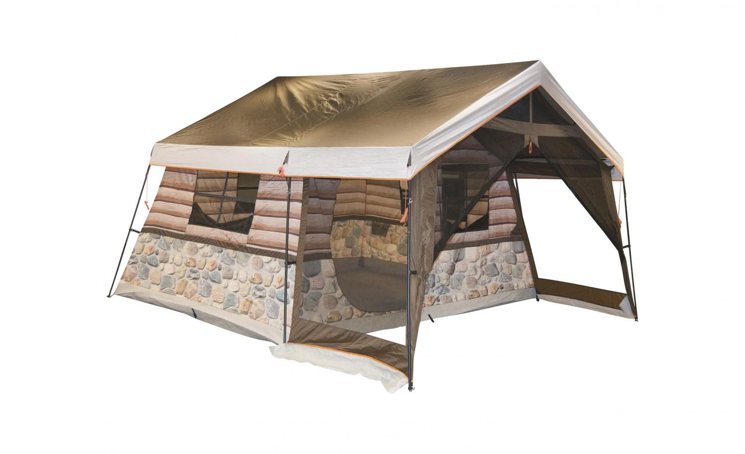 Log Cabin Tent With Front Porch - Giant 8-person tent looks just like a log cabin