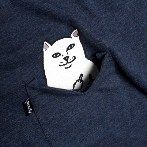 Lord Nermal - Hidden Cat Flicking You off In T-shirt Pocket - Blue