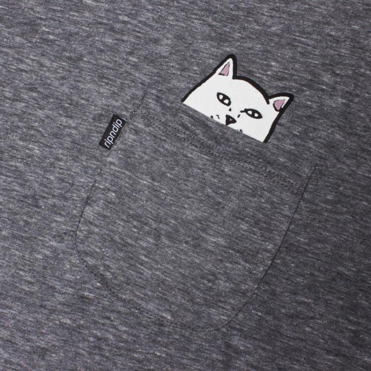 Lord Nermal - Hidden Cat Flicking You off In T-shirt Pocket - Grey
